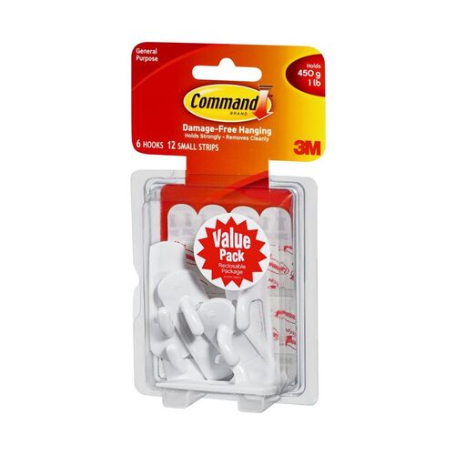 Command Small White Value Pack Hook & Strip Kit