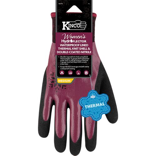 Women's HydroFlector Lined Waterproof Thermal Knit Shell & Double-Coated Nitrile Gloves