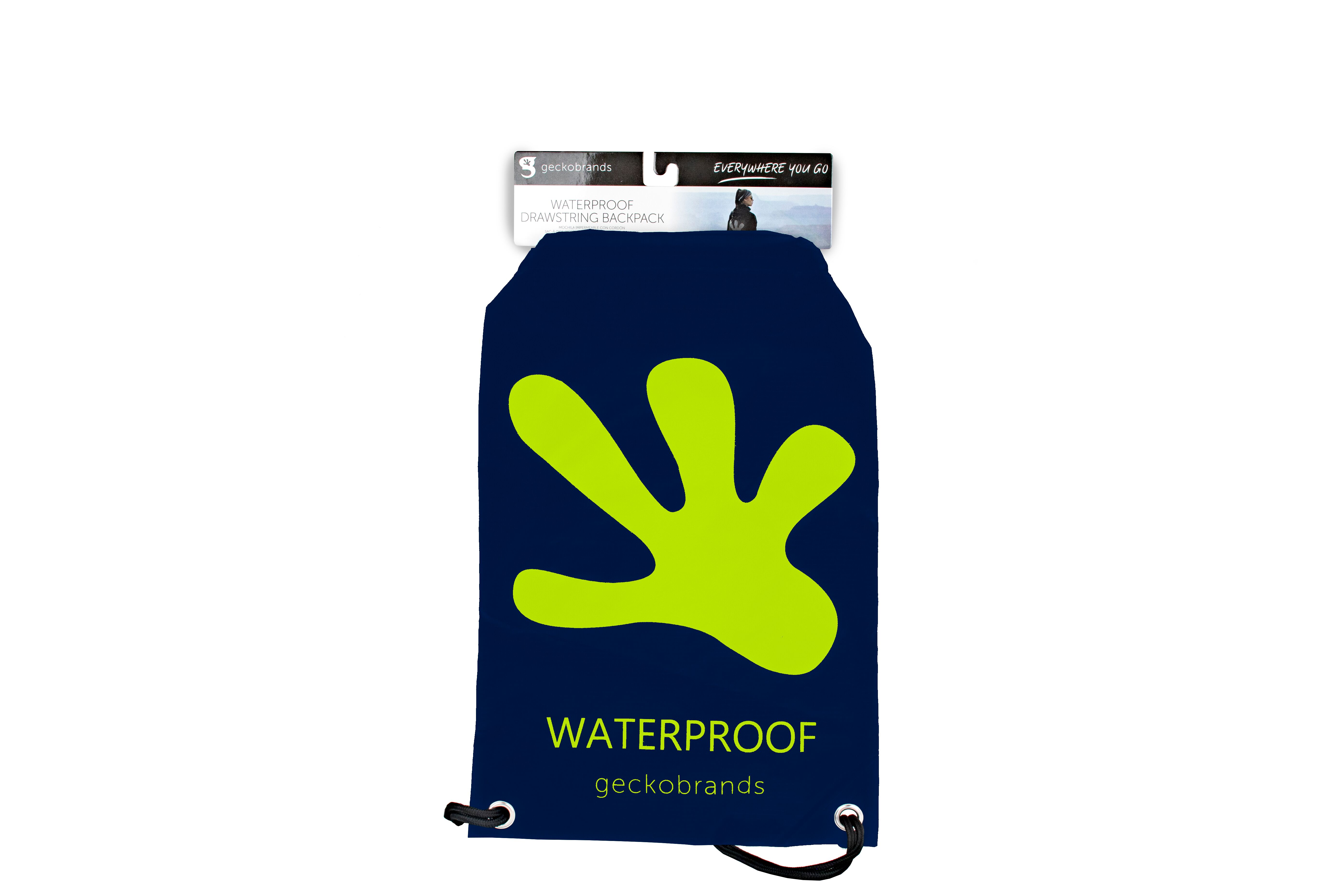 Navy/Neon Green Drawstring Waterproof Backpack
