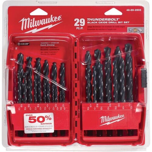 Thunderbolt Black Oxide Drill Bit Set - 29 Piece