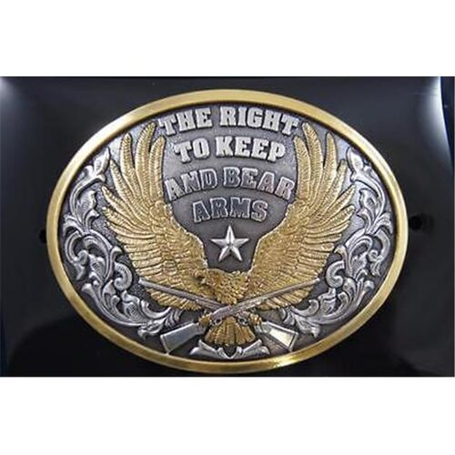Men's Oval Eagle Right to Bear Arms Belt Buckle