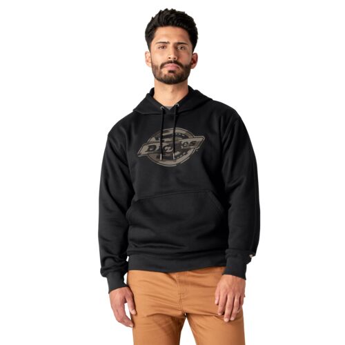 Men's Water Repellent Camo Logo Hoodie in Black