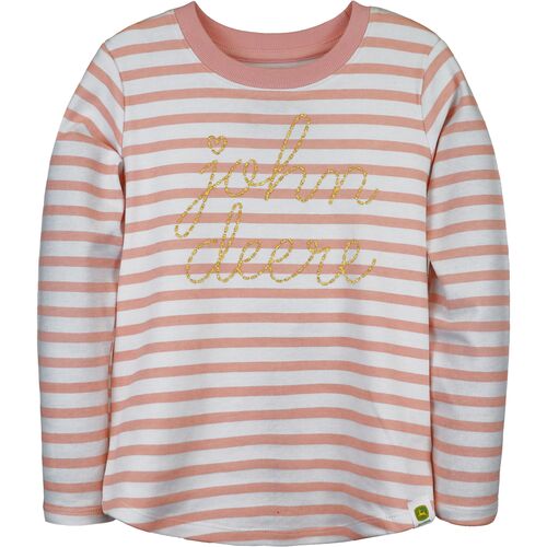 Girl's John Deere Striped Fleece Sweatshirt