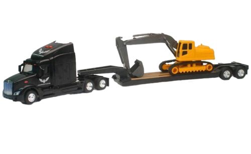 1:24 Scale Long Haul Truckers Peterbilt 579 with Excavator - Assorted