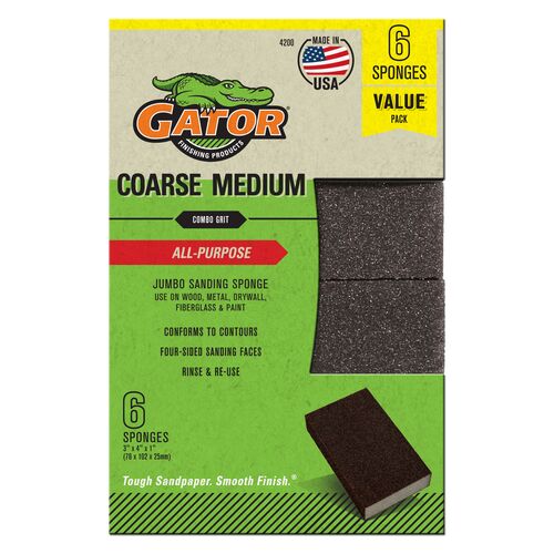All-Purpose Jumbo Sanding Sponge 6-Pack - Medium/Coarse