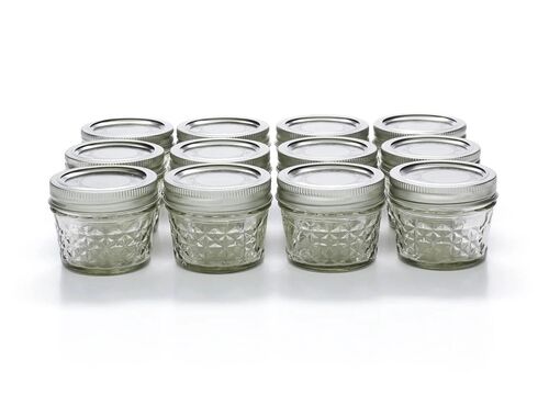 Regular Mouth Quilted Crystal Jelly Jars & Lids - Set of 12