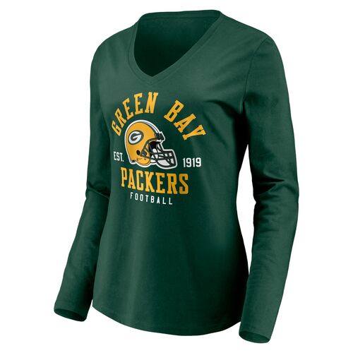Women's Facemask Packers V-Neck Long Sleeve T-Shirt