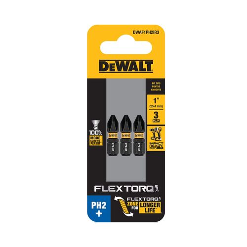 1" Phillips #2 FLEXTORQ Impact Driver Bit - 3-Pack