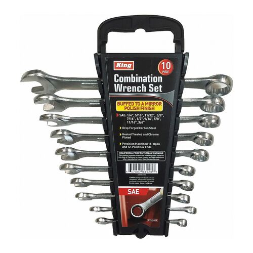 King Tool & Equipment 10 Piece Combination Wrench Set with Rack (1/4