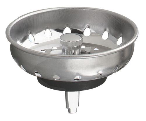 Replacement Sink Basket Strainer with Fixed Post & Stopper in Stainless Steel