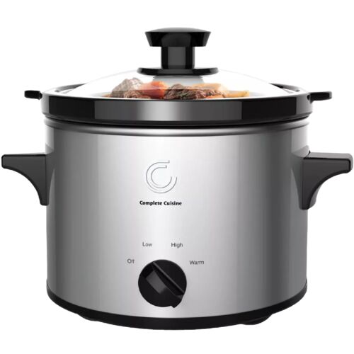 1-1/2-Quart Round Stainless-Steel Slow Cooker