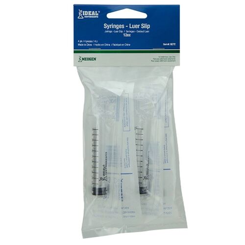 12cc Disposable Luer Slip Syringe - 4-Pack