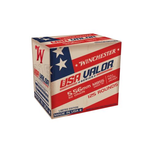 Valor Series 5.56x45 Ammo 62 grain M855 Green Tip FMJ Box of 125 Rounds Ammo