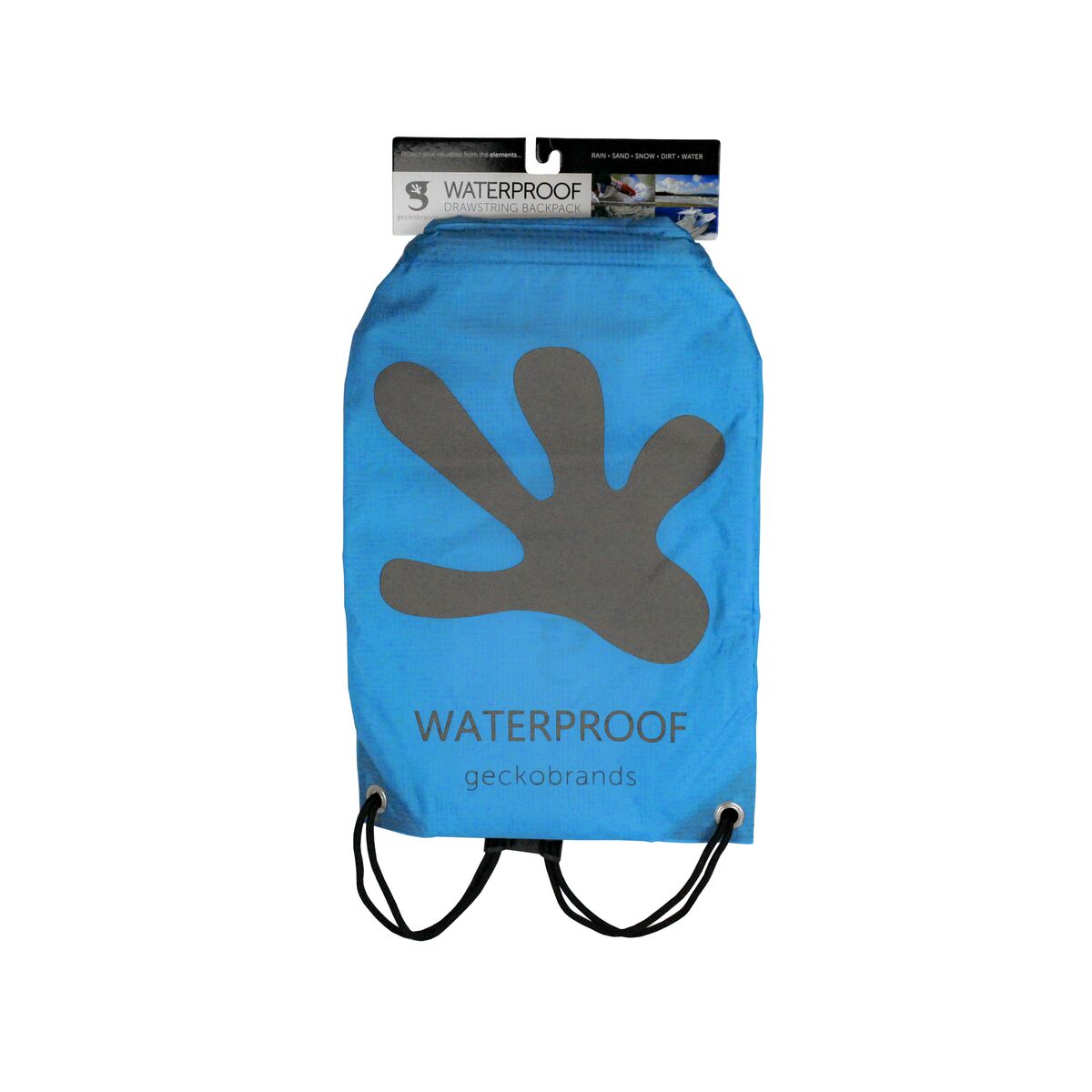 Neon Blue/Grey Drawstring Waterproof Backpack