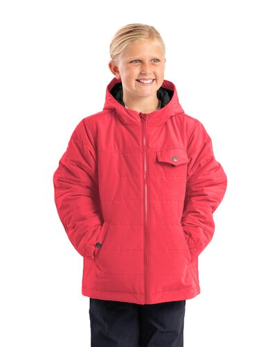 Youth Softstone Micro-Duck Hooded Coat in Dark Watermelon