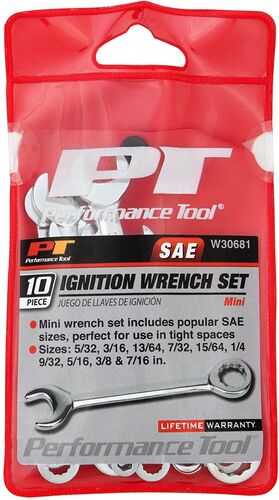 10 Piece SAE 12-Point Angled Head Ignition Combination Wrench Set