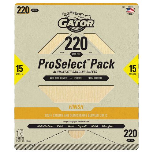 9" x 11" ProSelect Pack AlumiNext Sanding Sheets 15-Pack - 220 Grit
