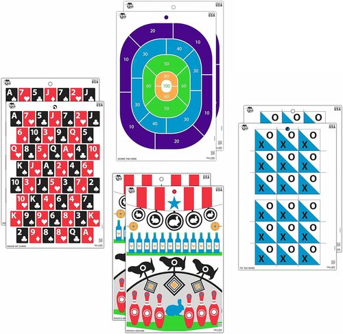EZ Aim Fun Get the Game On Paper Shooting Targets - 12"W x 18"H 8-Pack Multi