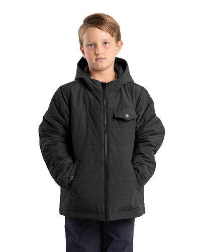 Youth Softstone Micro-Duck Hooded Coat in Black