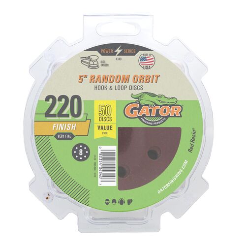 5" Random Orbit Hook & Loop Sanding Discs 50-Pack - 220 Grit