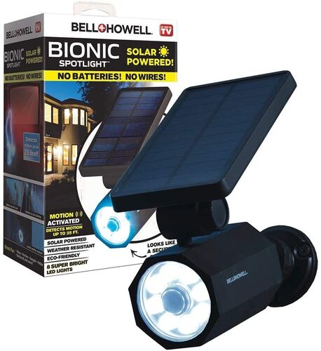 Bell + Howell 4-Watt Solar Powered Motion Activated Integrated LED Black Outdoor Bionic Spotlight Night Light