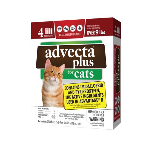Flea & Tick Treatment for Large Cat 9+ lbs -  4 Doses