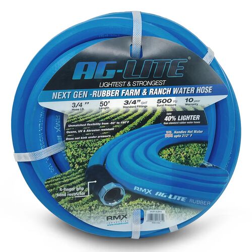Premium Rubber Water Hose - 3/4" x 50'