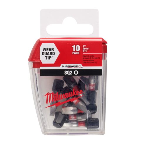 1" SHOCKWAVE Impact Square Bits 10-Pack - SQ2