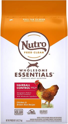Wholesome Essentials Chicken & Brown Rice Hairball Control Adult Dry Cat Food - 5 Lb