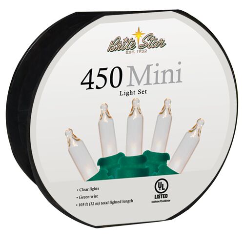450-Count Mini Light Set in Clear/Green Wire