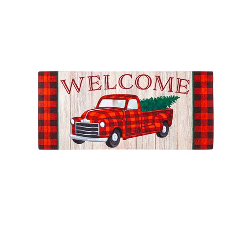 Holiday Plaid Truck with Tree Floor Mat Insert
