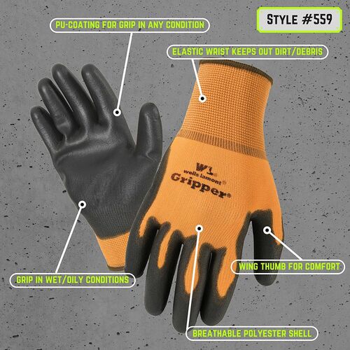 Men's 3-Pack PU-Coated Gripper Gloves