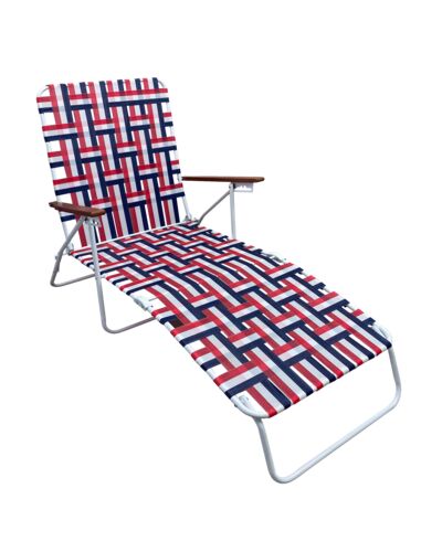 Folding Web Lounge Chair in Red/White/Blue