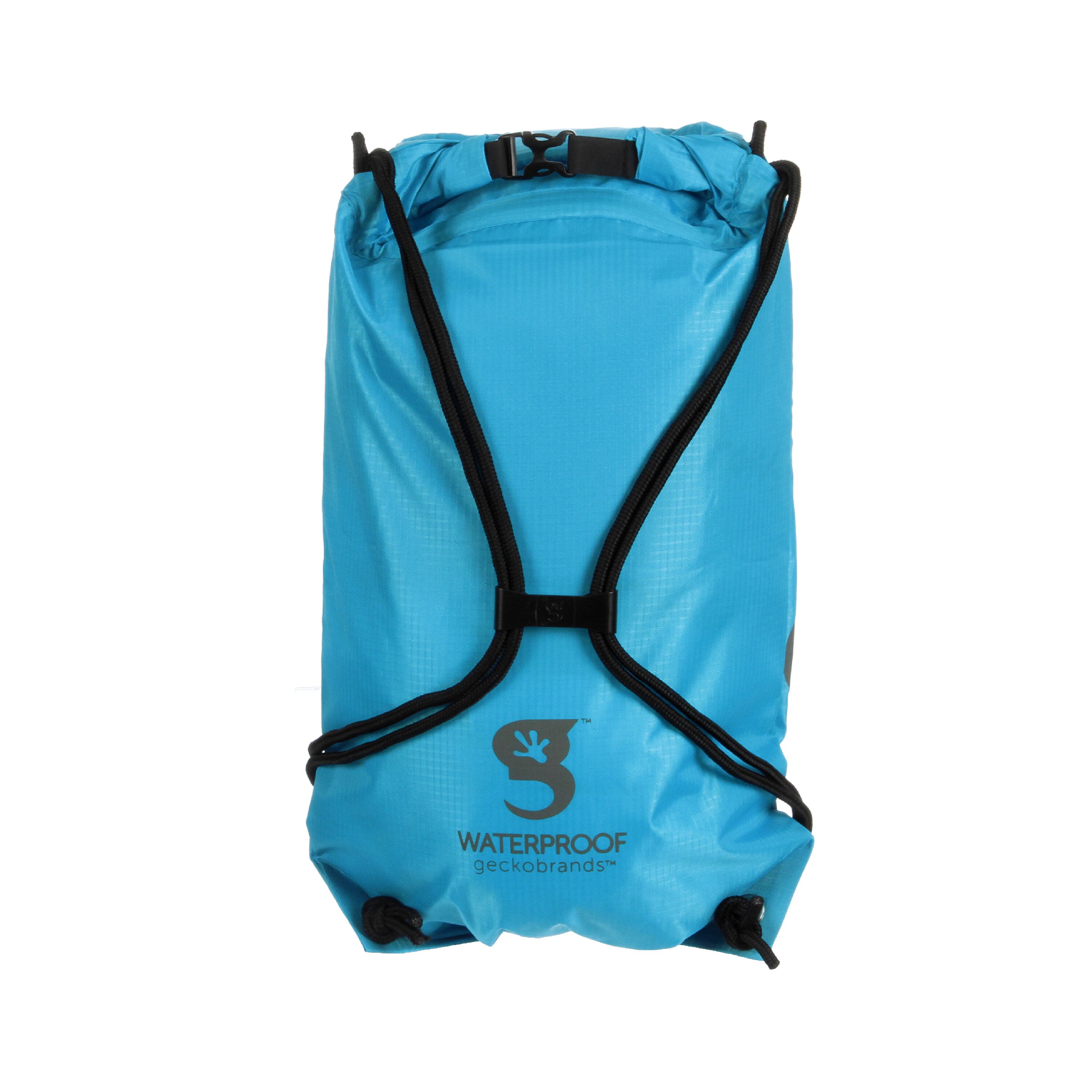 Neon Blue/Grey Drawstring Waterproof Backpack