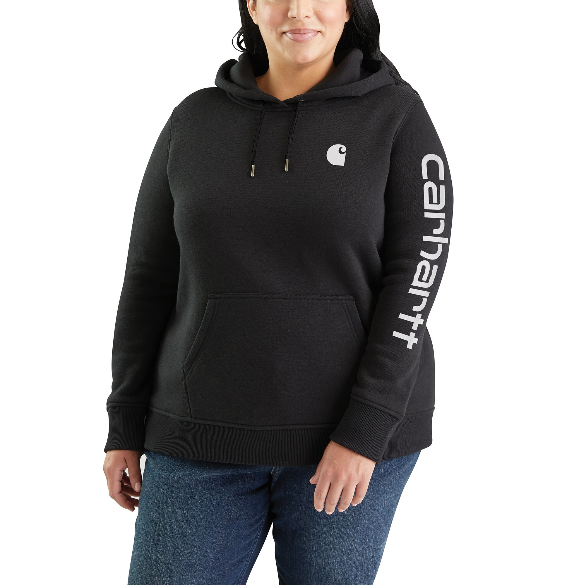 Women's Relaxed Fit Midweight Logo Sleeve Graphic Hoodie