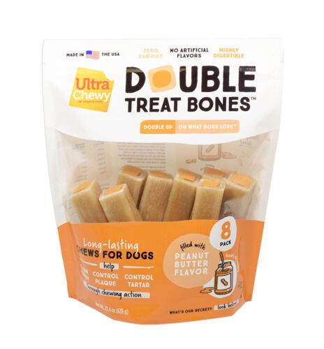 Double Treat Bones in Peanut Butter Flavor - 8 Count