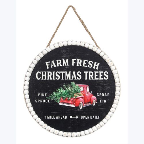 Country Christmas Wooden Farm Fresh Christmas Tree Door Hanger/Wall Sign