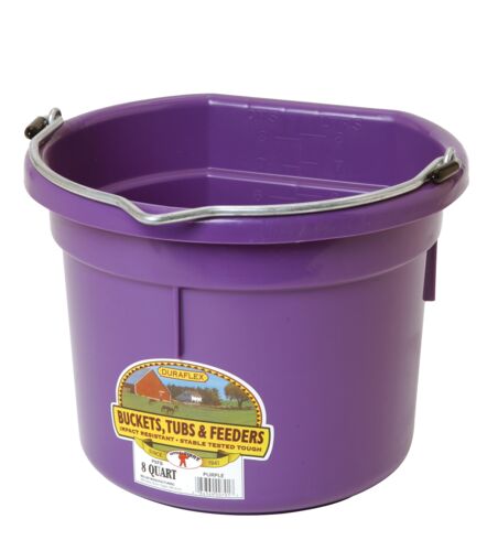 8 Quart Flat Back Plastic Bucket in Purple