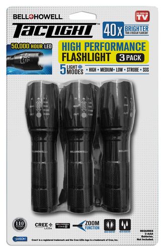 3 Pack Bell + Howell TacLight Flashlight