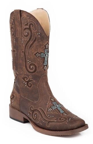 Women's Bling Square Toe Faux Leather Cowgirl Boot
