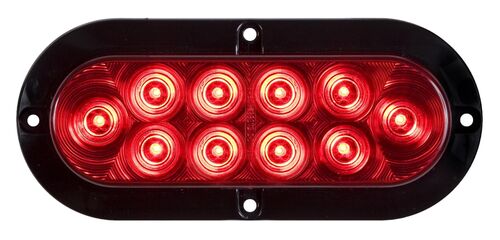 Surface Mount Oval SeaLED LED Light 6" Red 12.8 Volts