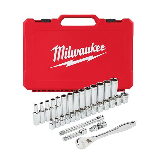 3/8" Drive 32-Piece Ratchet & Socket Set - Metric