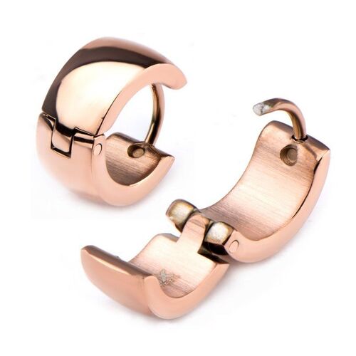 Inox Jewelry 9mm/6mm Rose Gold Plated Huggies Earrings