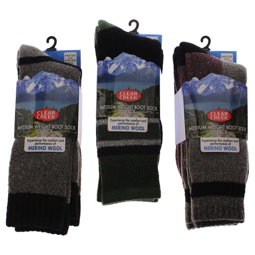 Men's 40% Wool Boot Socks - 2 Pack