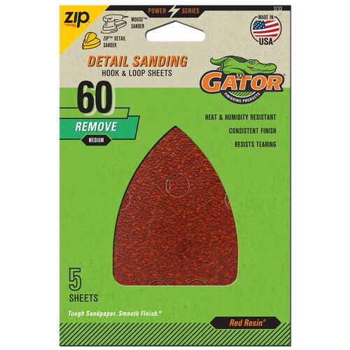 Mouse Sander Detail Sanding Hook & Loop Sheets 5-Pack - 60 Grit