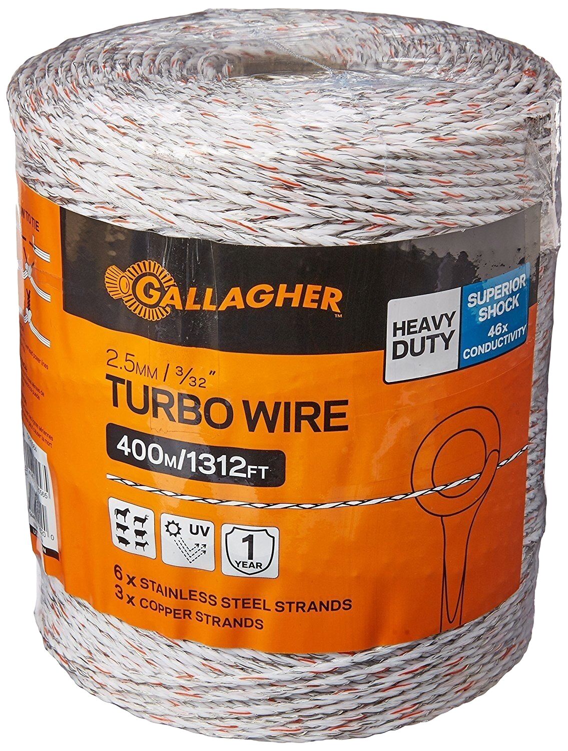 Wire Guide Gallagher Gallagher Turbo Wire White 9 Strand Conductor Wire