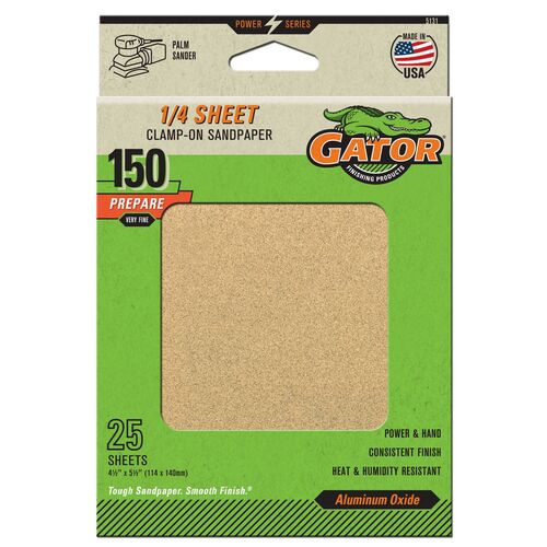 1/4 Sheet Clamp-On Sandpaper 25-Pack - 150 Grit