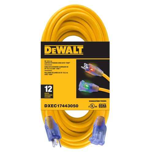 50 Feet 12/3 SJTW Lighted Extension Cord