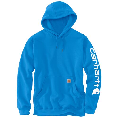 Loose Fit Midweight Logo Sleeve Graphic Hoodie in Blue Glow
