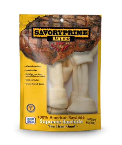 8-9" Large Bone Value Pack White Rawhide - 4-Pack